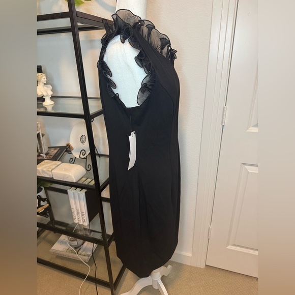 NWT Maggy London Womens Mini Ruffled Cocktail And Party Dress Black Size 14 - Picture 4 of 9